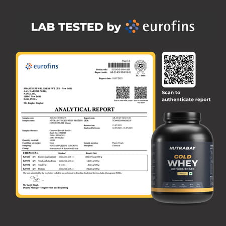 Nutrabay Gold 100% Whey Protein Concentrate|25g Protein|Muscle Support & Recovery|Mango | 2 Kg