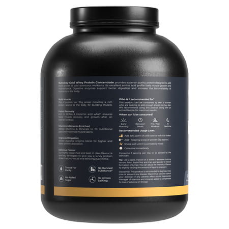 Nutrabay Gold 100% Whey Protein Concentrate|25g Protein|Muscle Support & Recovery|Mango | 2 Kg