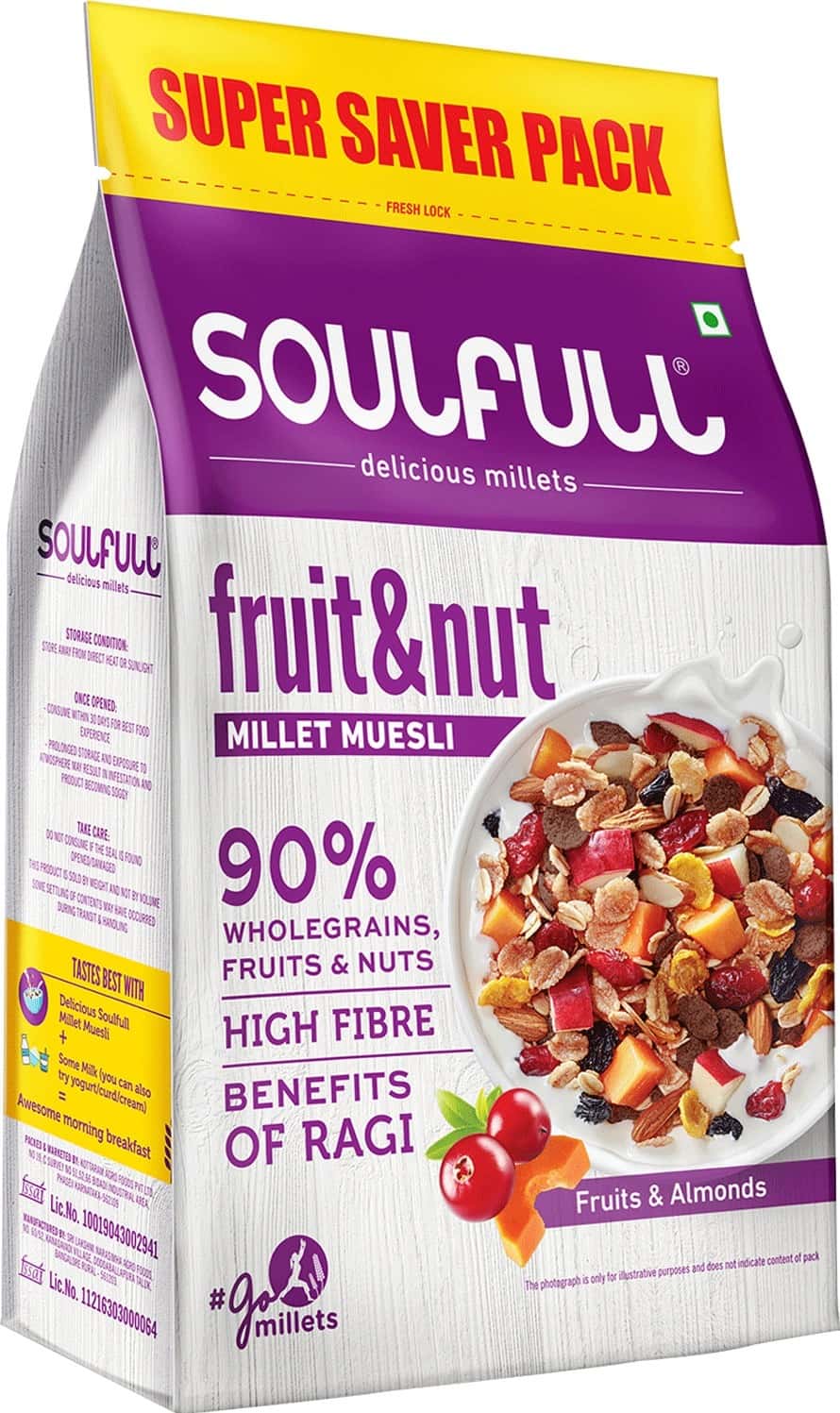 Buy TATA SOULFULL FRUIT & NUT MILLET MUESLI WITH FRUITS & ALMONDS 700G