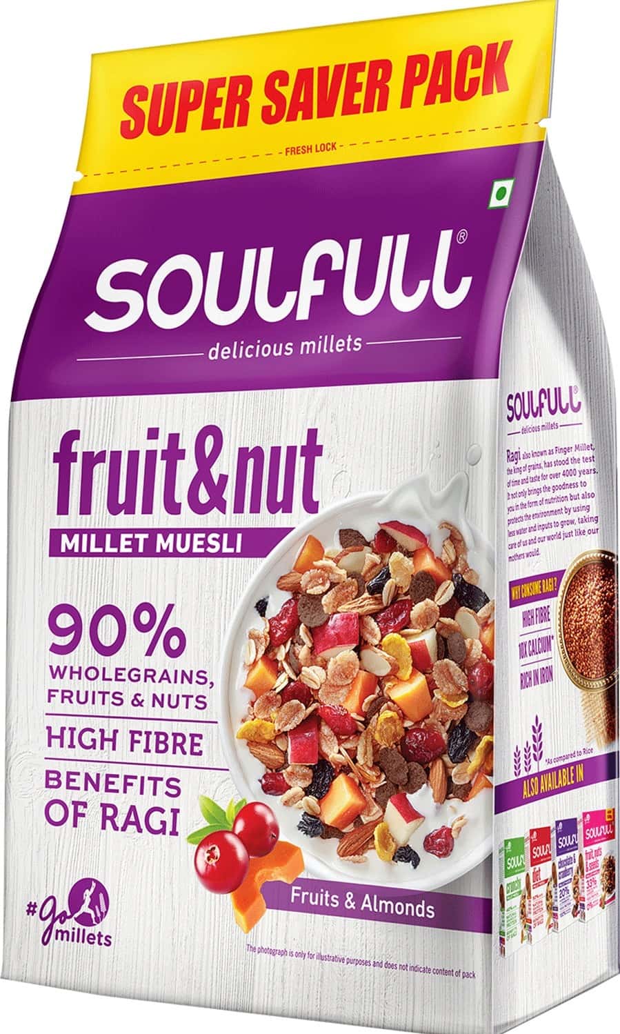 Buy TATA SOULFULL FRUIT & NUT MILLET MUESLI WITH FRUITS & ALMONDS 700G