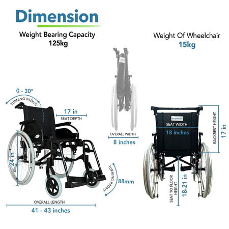 Everactiv Recliner Wheelchair Seat Width 18 Inch