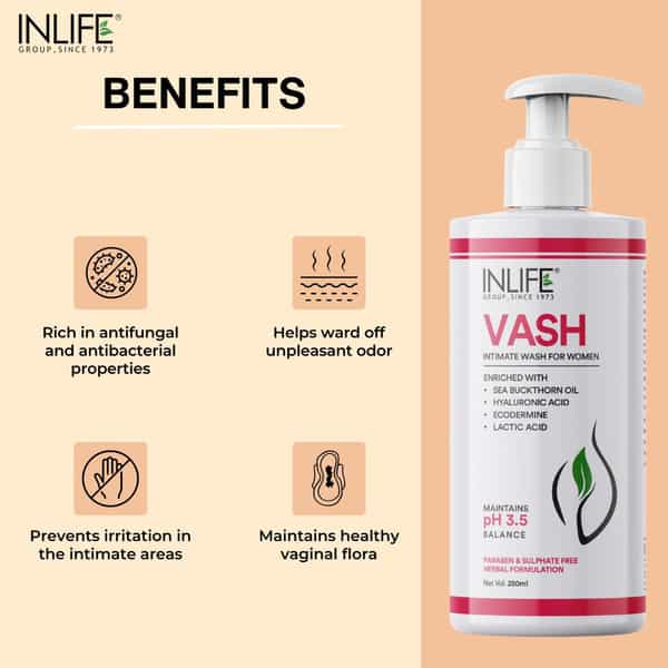 Inlife Vash Intimate Wash For Women | Maintains Ph Levels | Intimate Hygiene | 250Ml