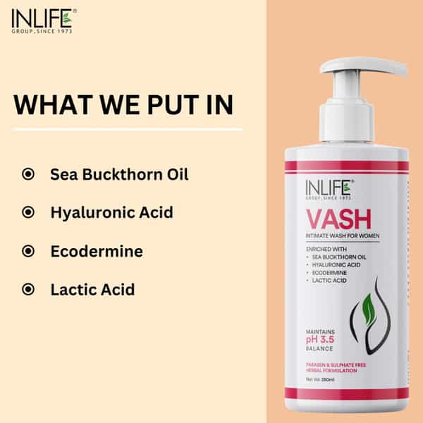Inlife Vash Intimate Wash For Women | Maintains Ph Levels | Intimate Hygiene | 250Ml