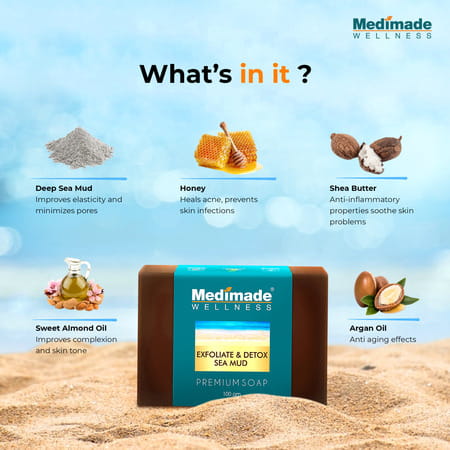 Medimade Exfoliate & Detox Sea Mud Premium Soap - 100 Gm