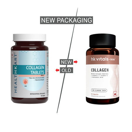 Hk Vitals Collagen Tablets (90 Tablets) | 3000mg | Vitamin C | E | Biotin