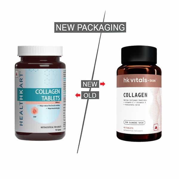 Hk Vitals Collagen Tablets (90 Tablets) | 3000Mg | Marine Collagen Peptides | Vitamin C