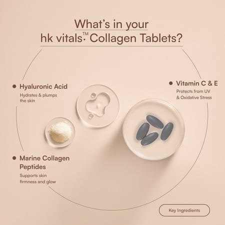 Hk Vitals Collagen Tablets (90 Tablets) | 3000mg | Vitamin C | E | Biotin