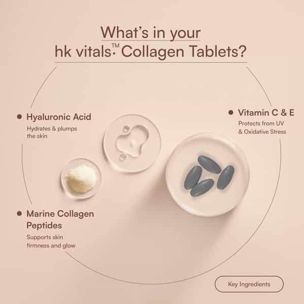 Hk Vitals Collagen Tablets (90 Tablets) | 3000Mg | Marine Collagen Peptides | Vitamin C