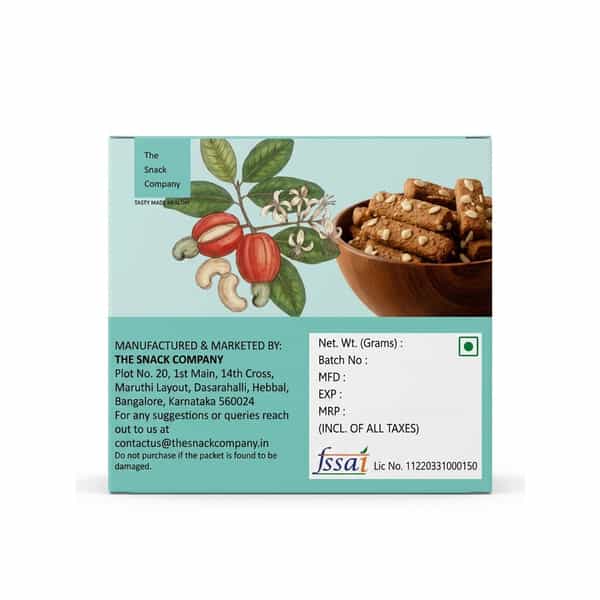 The Snack Company Cashew Bistick | Atta Biscuits | No Maida | No Refined Sugar - 130G