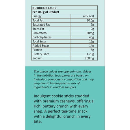 The Snack Company Cashew Bistick | Atta Biscuits | No Maida | No Refined Sugar - 130G
