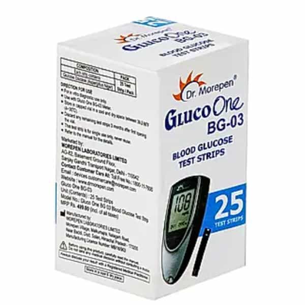 Dr. Morepen Gluco One Blood Glucose Test Strip | Bg-03 | 25'Nos