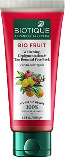 Biotique Bio Fruit Whitening Depigmentation And Tan Removal Face Pack 100 Gm