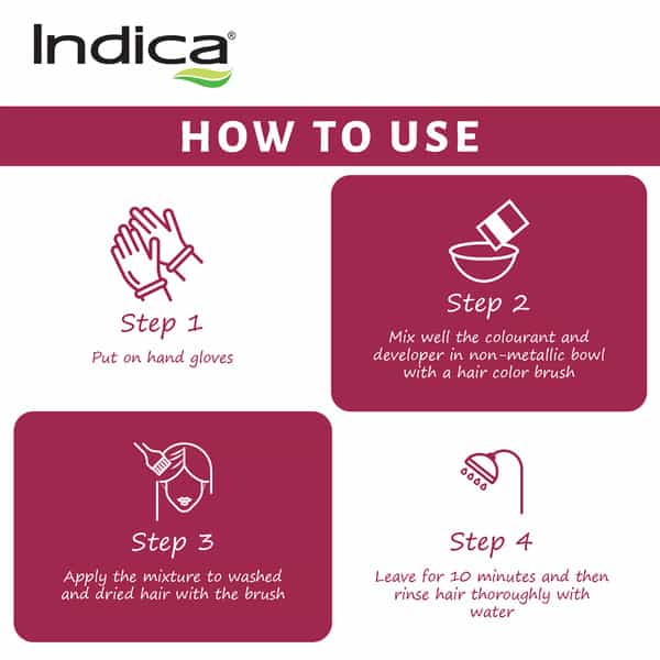 Indica Creme 10 Minutes Hair Color, Long Lasting Colour,Walnut And Silk Proteins,20G + 20Ml Burgundy