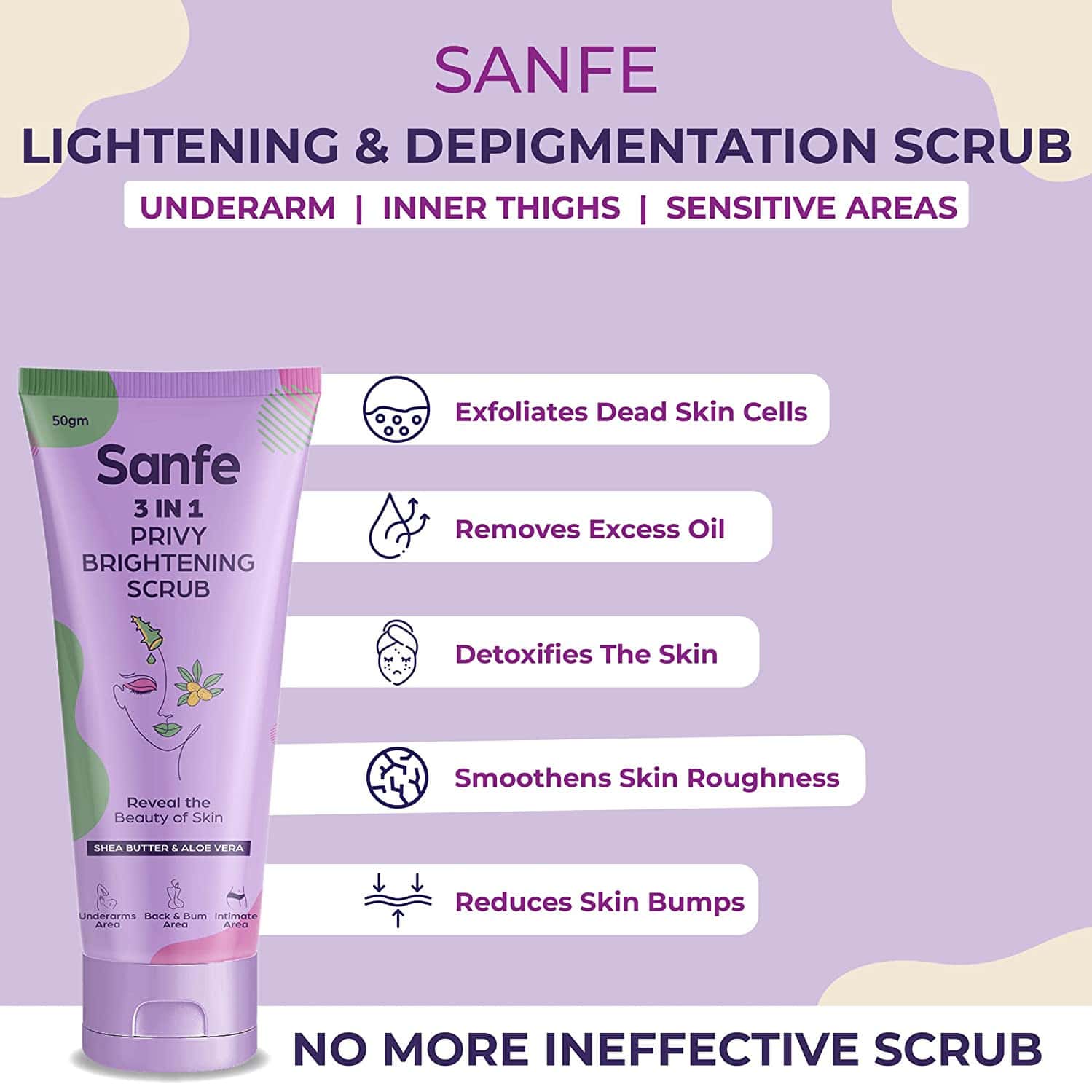 Buy SANFE SPOTLITE SENSITIVE BODY SCRUB FOR DARK UNDERARMS, INNER