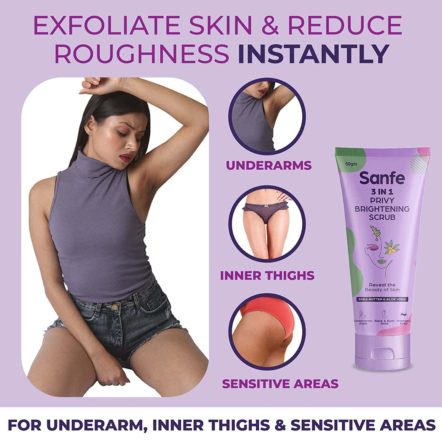 Buy SANFE SPOTLITE SENSITIVE BODY SCRUB FOR DARK UNDERARMS, INNER