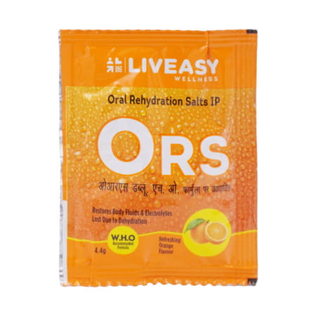 Liveasy Ors Sachet - 4.4 Grams - Oral Rehydration Salt - Orange Flavour