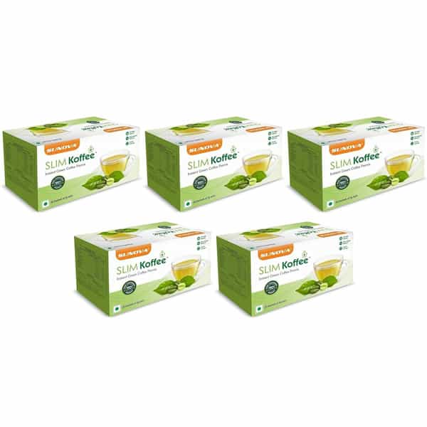 Sunova Slim Koffee - Instant Green Coffee Premix - 20 Sachets X Pack Of 5