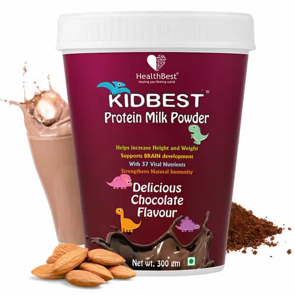 Healthbest Protein Powder For Kids Smart And Strong Kids Chocolate Flavour - 300Gm