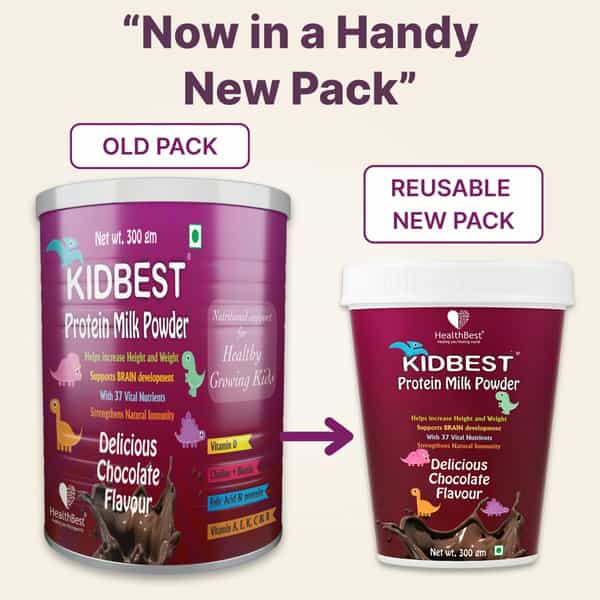 Healthbest Protein Powder For Kids Smart And Strong Kids Chocolate Flavour - 300Gm