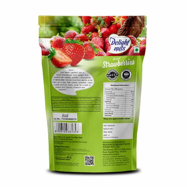 Delight Nuts Dried Strawberries- Premium Quality 150Gm