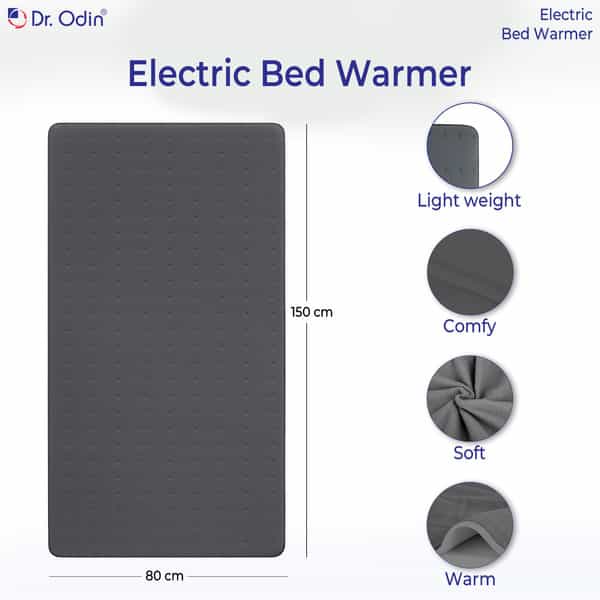Dr. Odin Ohp104 Electric Bed Warmer For Single Bed With 6 Heat Settings (Grey)