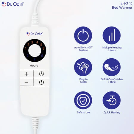 Dr. Odin Ohp104 Electric Bed Warmer For Single Bed With 6 Heat Settings (Grey)