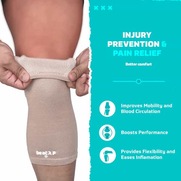 Beatxp Beige Color 2 Way Knee Support For Men & Women (Pack Of 2) (L)