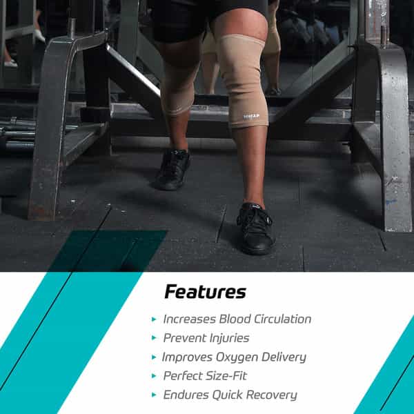 Beatxp Beige Color 2 Way Knee Support For Men & Women (Pack Of 2) (L)