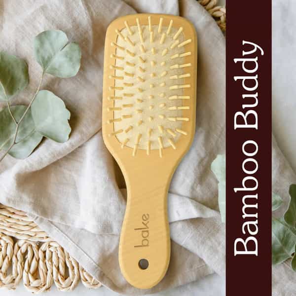 Bake Bamboo Wooden Paddle Hair Brush With Natural Bristles For Smooth & Healthy Hair