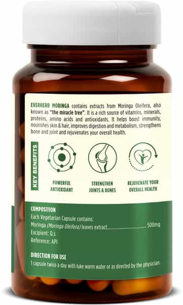 Everherb Moringa - Immunity Booster - Natural Multivitamin - Bottle Of 60 Capsules (By Pharmeasy)