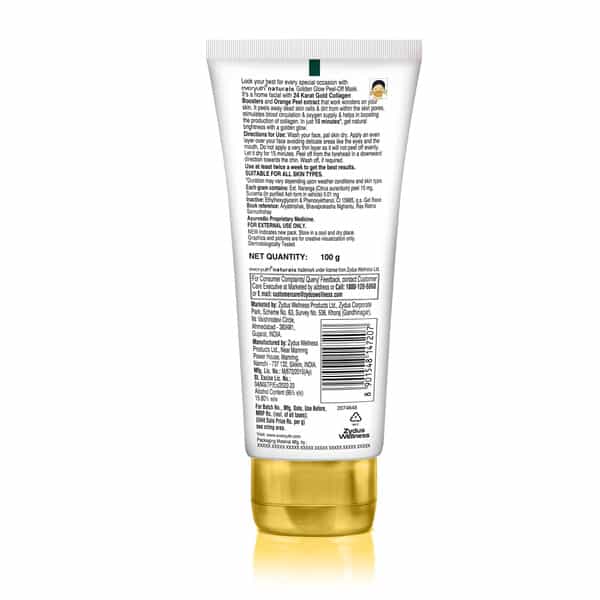 New Everyuth Naturals Golden Glow Peel-Off Mask With 24 Karat Gold Tube 100Gm