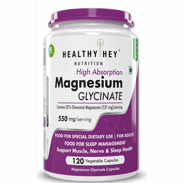 Healthyhey Nutrition High Absorption Magnesium Glycinate - 120 Veg. Capsules