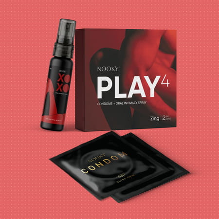 Nooky Zing-2-In- 1 Ultra Thin Condom Kit | Intimacy Spray+ Condoms