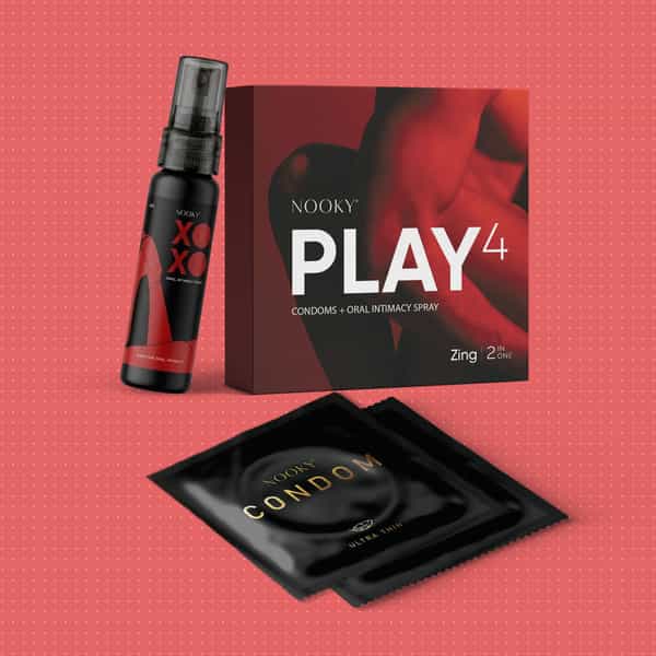 Nooky Zing-2-In- 1 Ultra Thin Condom Kit | Intimacy Spray+ Condoms