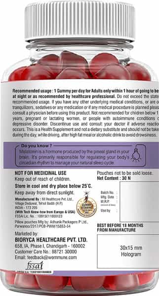 Wommune Melatonin 5Mg Promotes Relaxation & Sleep Helps Improve Sleep Quality