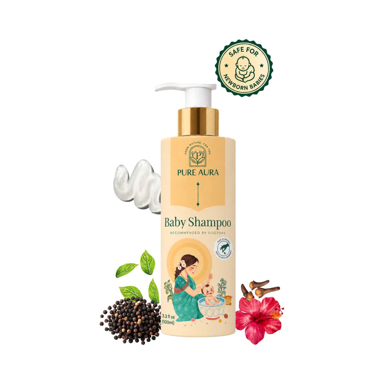 Pure Aura Baby Shampoo Infused With 10 Ayurvedic Natural Herbs 100ml