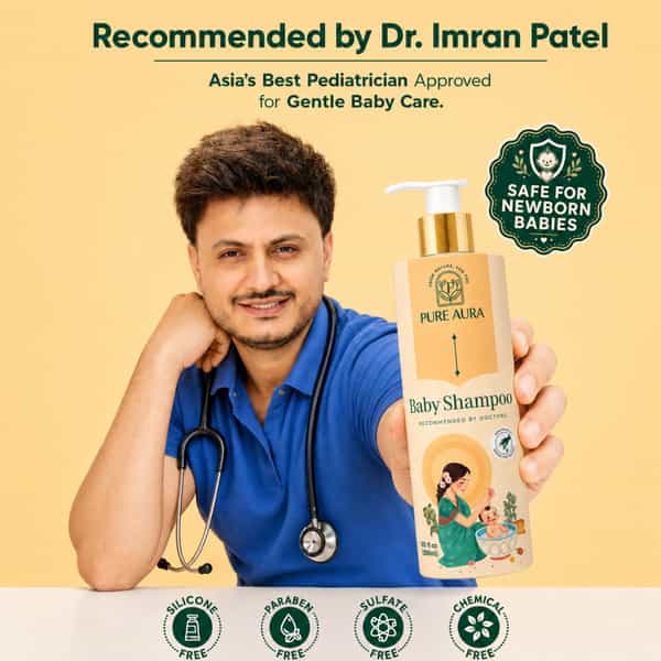 Pure Aura Baby Shampoo Infused With 10 Ayurvedic Natural Herbs 100Ml