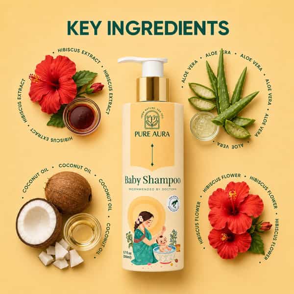 Pure Aura Baby Shampoo Infused With 10 Ayurvedic Natural Herbs 100Ml
