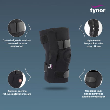 Tynor Knee Wrap Hinged (Neo) Black Child 1 Unit