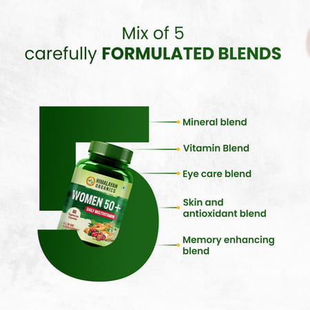 Himalayan Organics Women 50 + Daily Multivitamin | Bottle | 60 Veg Capsules