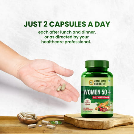 Himalayan Organics Women 50 + Daily Multivitamin | Bottle | 60 Veg Capsules