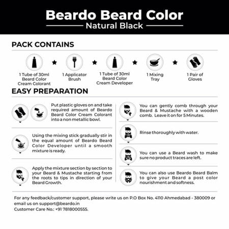 Beardo Beard Color For Men - Natural Black - 30 Gm