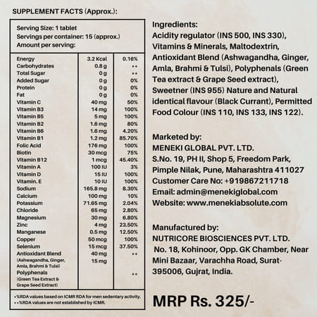 Pawahy Electrolyte Energy Hydration Ashwagandha& Herbs -Pack Of 2 (30 Tablets) -Black Currant