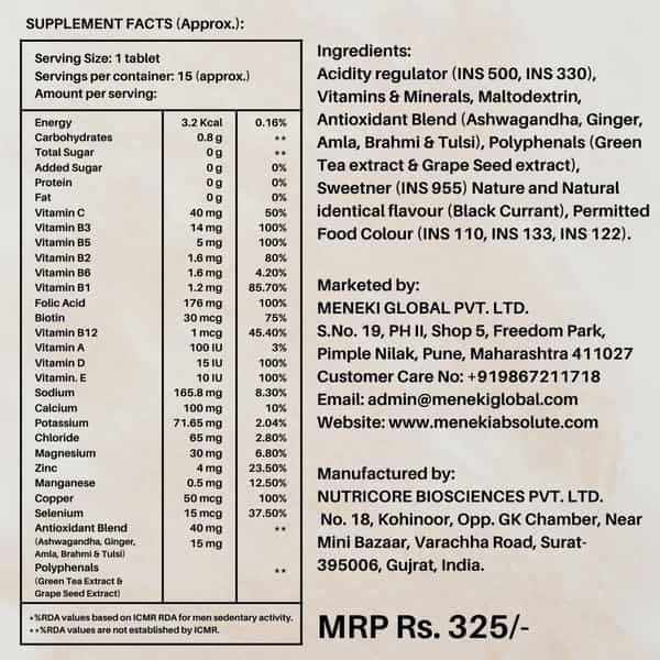 Pawahy Electrolyte Energy Hydration Ashwagandha& Herbs -Pack Of 2 (30 Tablets) -Black Currant