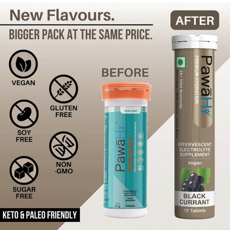 Pawahy Electrolyte Energy Hydration Ashwagandha& Herbs -Pack Of 2 (30 Tablets) -Black Currant