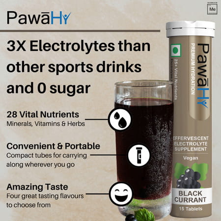Pawahy Electrolyte Energy Hydration Ashwagandha& Herbs -Pack Of 2 (30 Tablets) -Black Currant