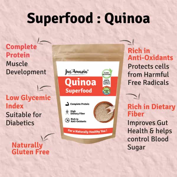 Jus Amazin Organic Quinoa (1Kg) Superfood High Protein