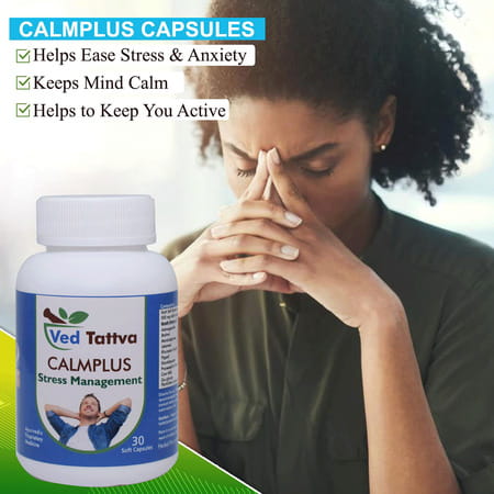Ved Tattva Calm Plus 30 Capsules For Stress Management Support For Stress Mind & Body (Pack Of 2)