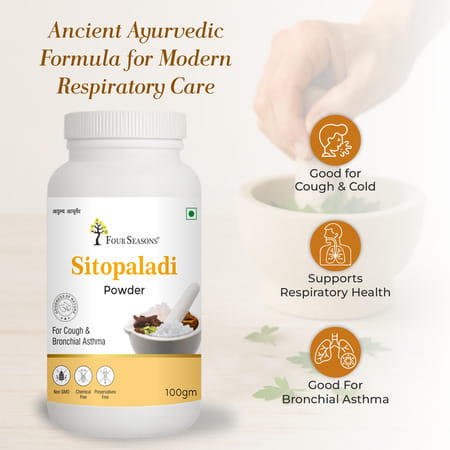 Four Seasons Sitopaladi (Churna) Powder 100G| Best Remedy For Cough Cold | Sore Throat (Pack Of 2)
