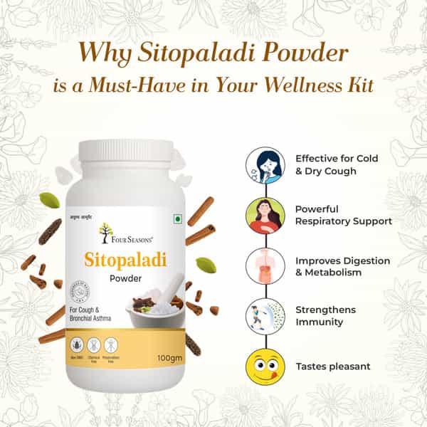 Four Seasons Sitopaladi (Churna) Powder 100G| Best Remedy For Cough Cold | Sore Throat (Pack Of 2)